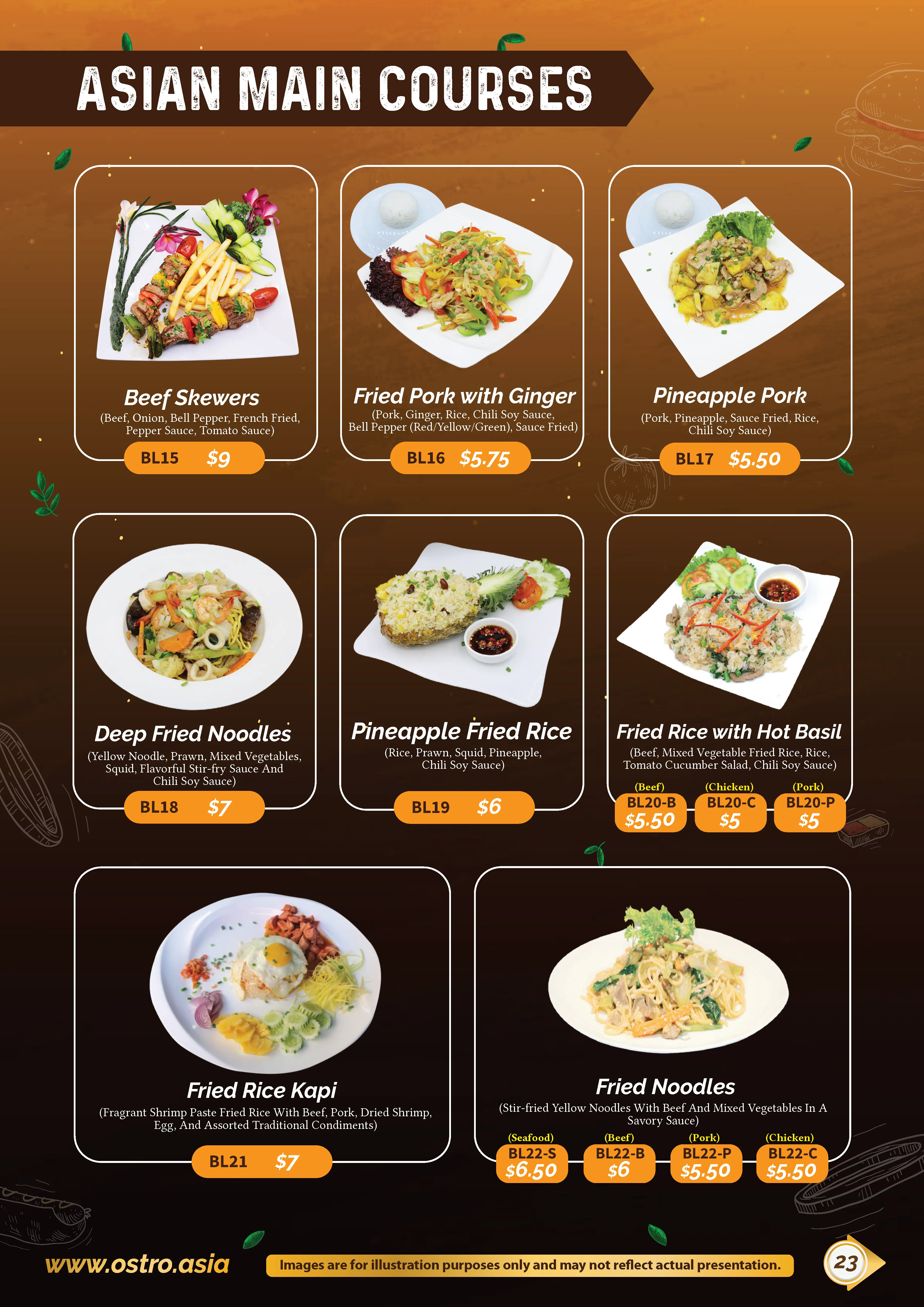 Asian Main Courses Menu 4